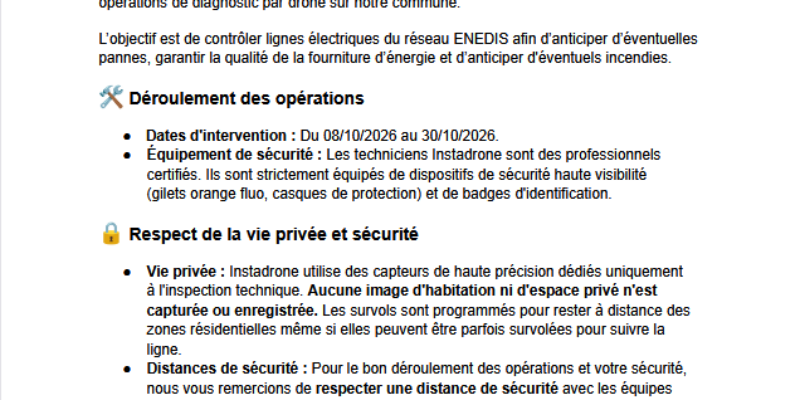 Enedis : inspection par drones sur Hornoy Le Bourg
