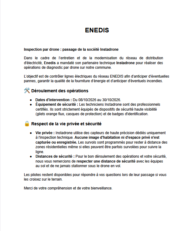 Vous consultez actuellement Enedis : inspection par drones sur Hornoy Le Bourg